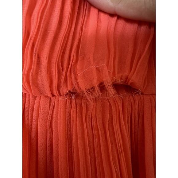 Vintage Joan Leslie By Kasper Pleated Coral Evening Gown Long Sleeve 70s Sz 2 - Picture 11 of 14